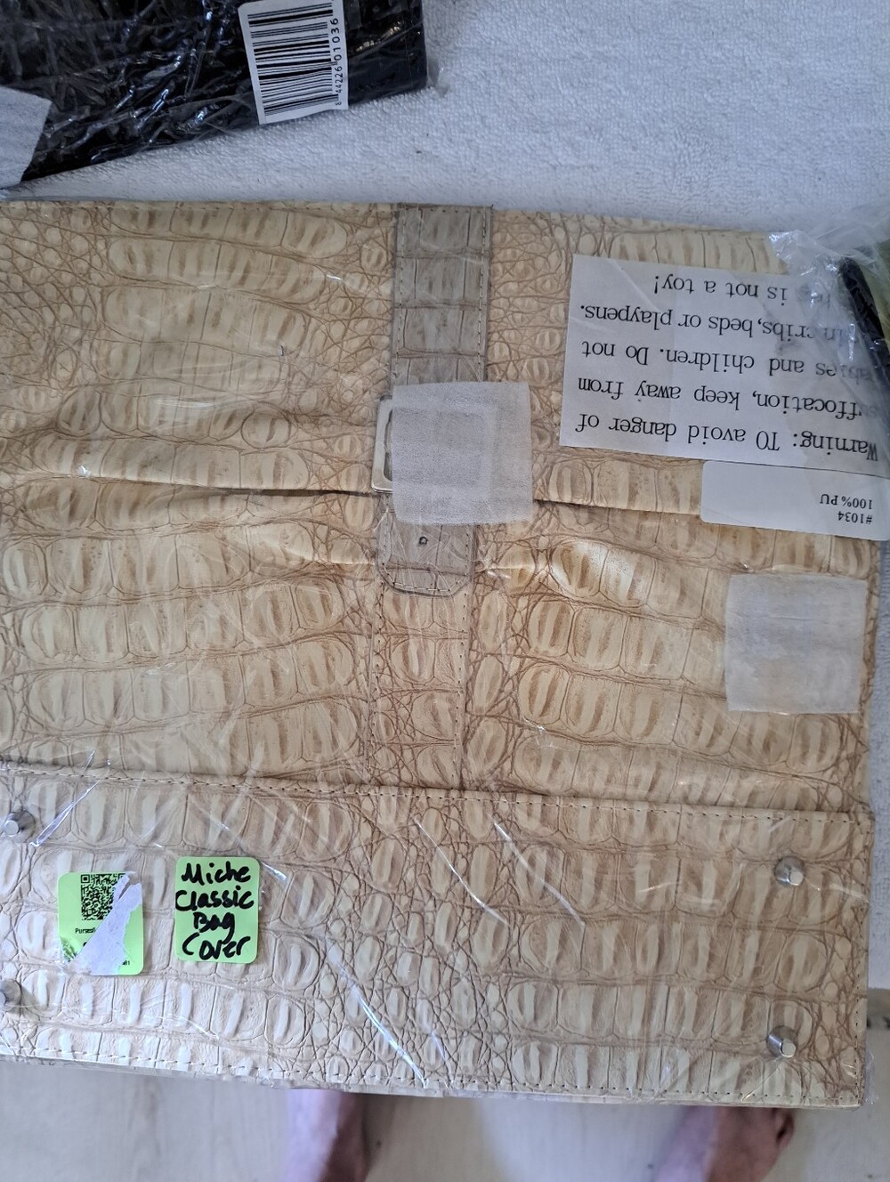 Miche Croc-Embossed Bag Cover in Cream Tan
